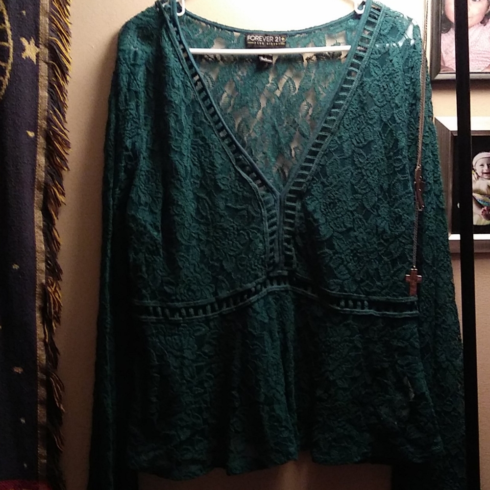 Lace peplum top